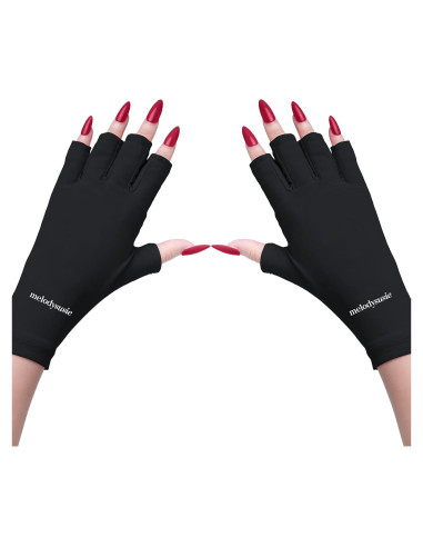 Guantes UV MelodySusie Negros UPF50+ para Manicura
