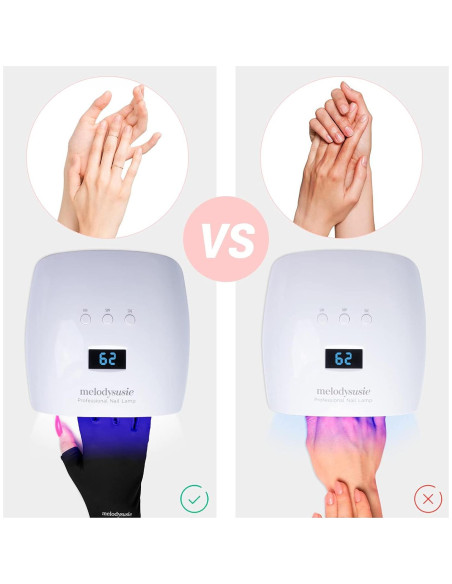 Guantes UV MelodySusie Negros UPF50+ para Manicura