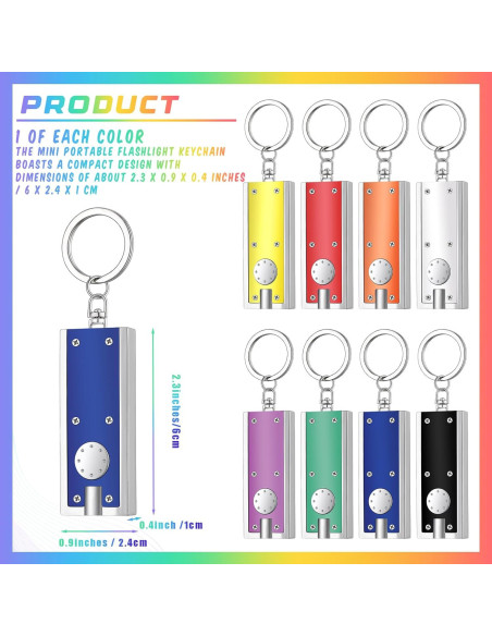 8 Mini Linternas de Llavero LED Glooglitter Multicolor
