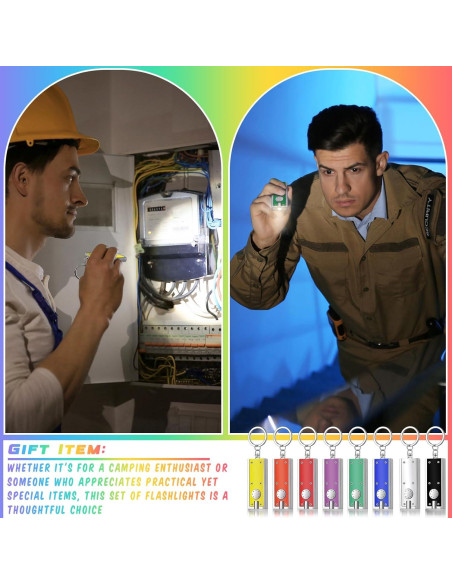 8 Mini Linternas de Llavero LED Glooglitter Multicolor