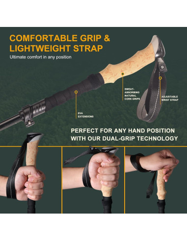 Bastones de Senderismo WHDZHSHD Plegables Aluminio 2pcs 130cm