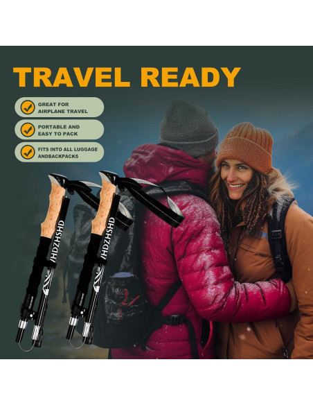 Bastones de Senderismo WHDZHSHD Plegables Aluminio 2pcs 130cm