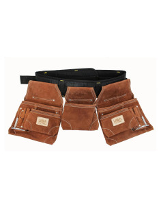 Cinturón de Herramientas USA Pro Tools de Cuero Marrón 11 Bolsillos