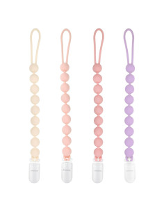 Clip de Chupete Niña 4 Piezas Silicona 100% Rosa