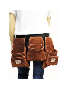 Cinturón de Herramientas USA Pro Tools de Cuero Marrón 11 Bolsillos 2