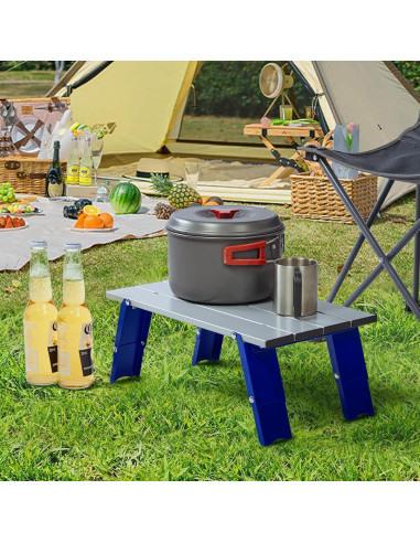 Mesa de Playa Plegable PORTAL Aluminio 15x8x6 cm Plata/Azul