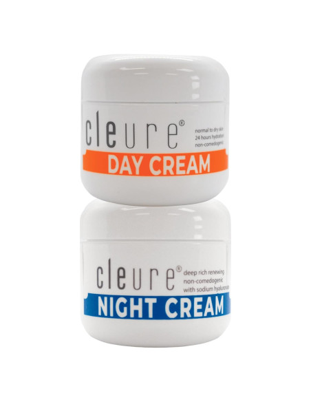 Set de Cuidado de Piel Cleure - Crema Diurna y Nocturna con Ácido Hialurónico