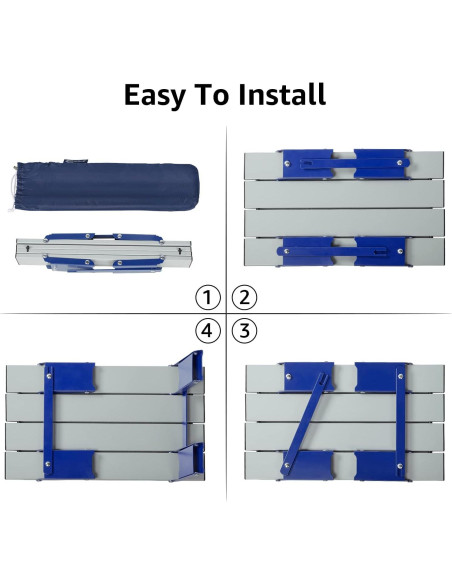 Mesa de Playa Plegable PORTAL Aluminio 15x8x6 cm Plata/Azul