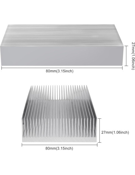 Disipador de Calor de Aluminio Manesi 80x80x27mm 209.79g