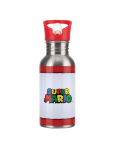 Botella de Agua de Metal Super Mario 500ml con Pajilla