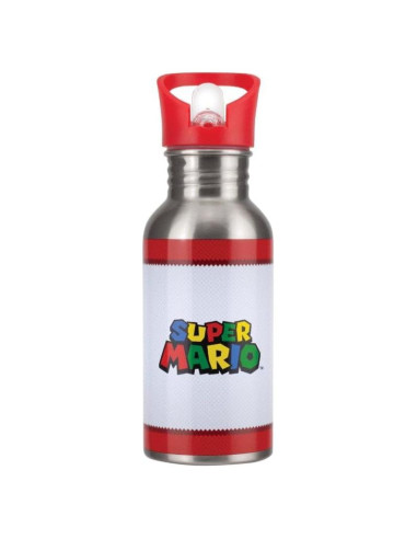 Botella de Agua de Metal Super Mario 500ml con Pajilla