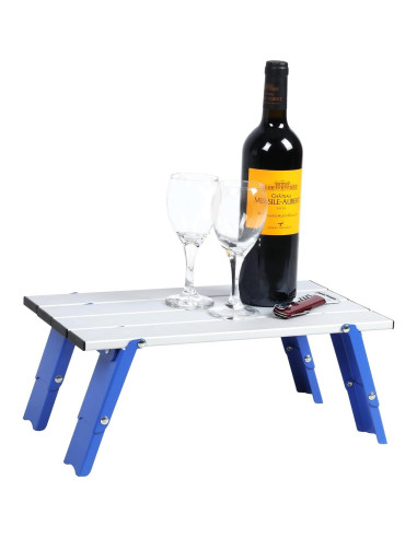 Mesa de Playa Plegable PORTAL Aluminio 15x8x6 cm Plata/Azul