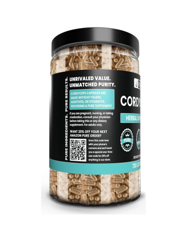 Cápsulas de Cordyceps 730 Unidades Ingredientes Originales Puros
