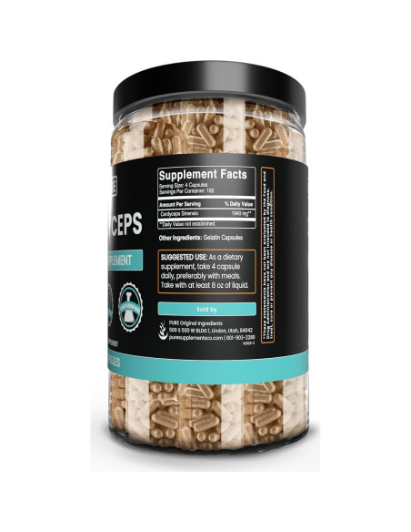 Cápsulas de Cordyceps 730 Unidades Ingredientes Originales Puros