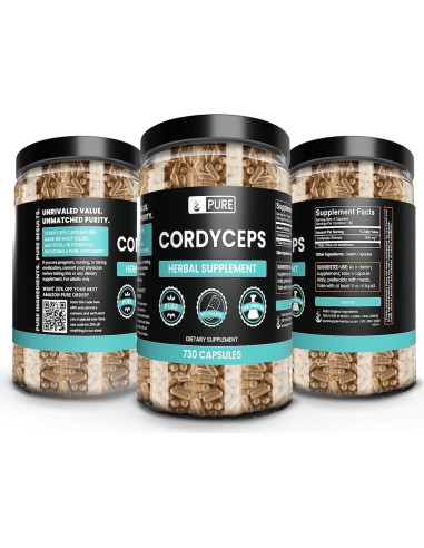 Cápsulas de Cordyceps 730 Unidades Ingredientes Originales Puros