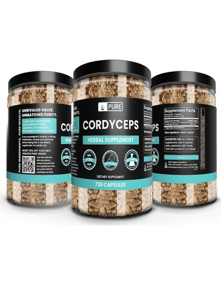 Cápsulas de Cordyceps 730 Unidades Ingredientes Originales Puros