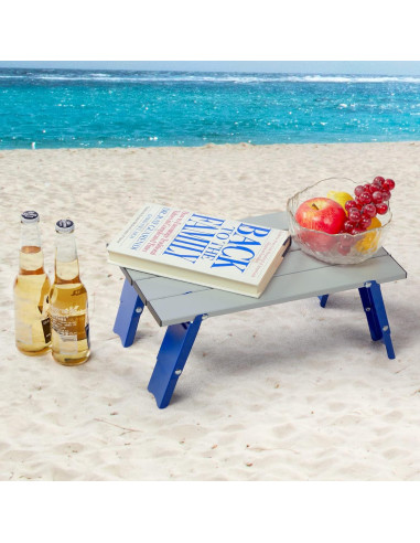 Mesa de Playa Plegable PORTAL Aluminio 15x8x6 cm Plata/Azul