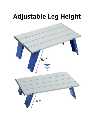 Mesa de Playa Plegable PORTAL Aluminio 15x8x6 cm Plata/Azul