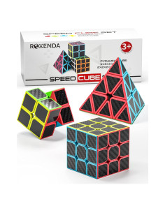 Conjunto de Cubos Mágicos Roxenda 2x2 3x3 Pirámide Fibra de Carbono