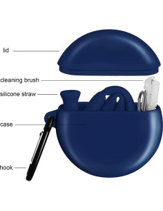 Pajitas de Silicona Reutilizables ALINK con Estuche Azul 2