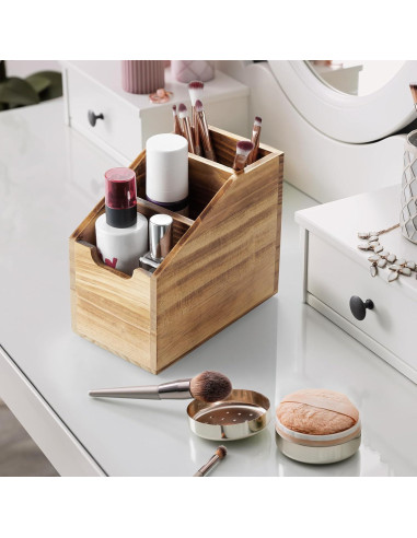 Soporte para Control Remoto BWODYAY de Madera Quemada con 3 Compartimentos