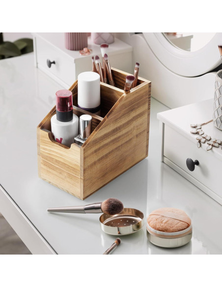 Soporte para Control Remoto BWODYAY de Madera Quemada con 3 Compartimentos