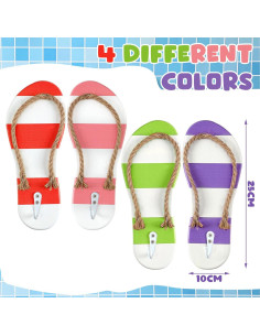 Ganchos de Pared Sintuff 4 Pcs Chancleta Madera Decorativos 2