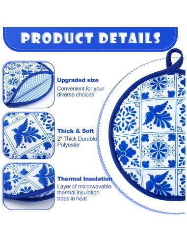 Bolsa Calentadora de Tortillas Honeydak 20.32 cm Talavera Azul - 2 Pcs