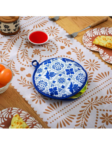 Bolsa Calentadora de Tortillas Honeydak 20.32 cm Talavera Azul - 2 Pcs