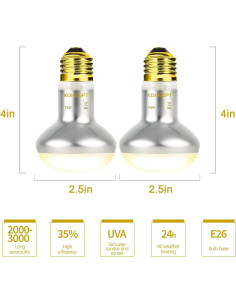 Lámpara de Calor Reptil KOHEOPT 75W UVA 2 Paquete 2