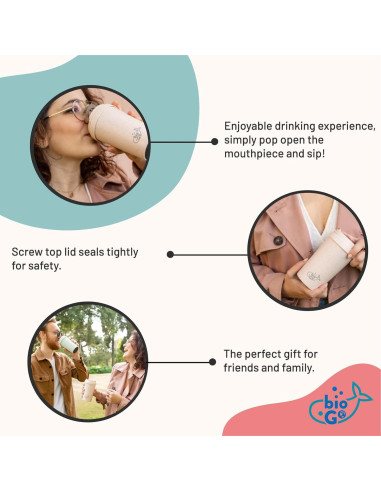 Taza de Café de Viaje bioGo Rosa 16oz Reutilizable Apta Microondas