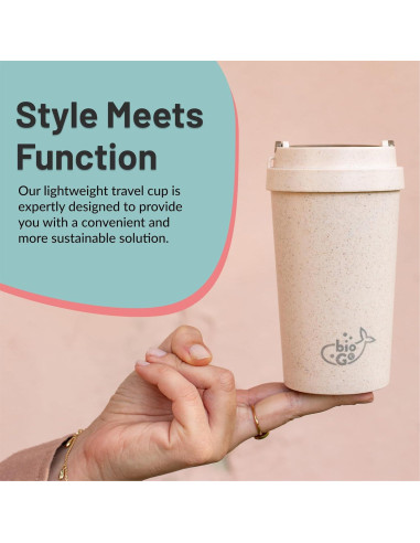 Taza de Café de Viaje bioGo Rosa 16oz Reutilizable Apta Microondas