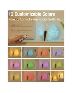 Lámpara de Libro Portátil ZBOLE Arce 12 Colores Control Remoto 2