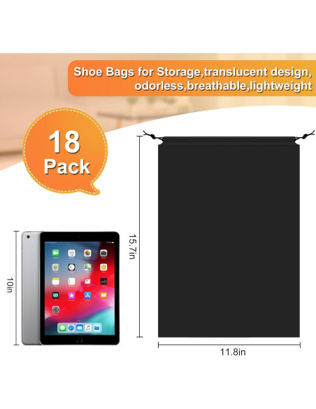 18 Bolsas para Zapatos de Viaje PE 30x40cm - Unisex 18 Bolsas para Zapatos de Viaje PE 30x40cm - Unisex