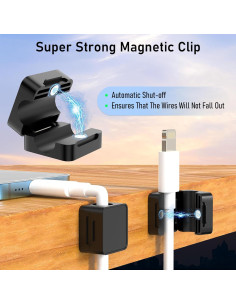 Organizador de Cables Magnético ELZO 12 Clips Adhesivos Negro 2