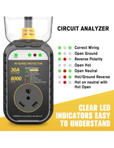 Protector de Sobretensión GEARGO 30A Amarillo con Analizador 2