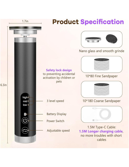 Removedor de Callos Eléctrico CYFERUY con Cabezal de Nano-Vidrio