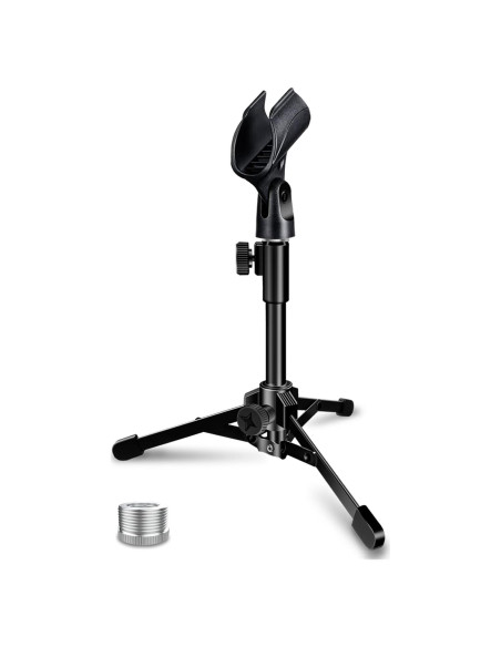 Soporte de Micrófono de Escritorio Plegable Trípode Negro Soporte de Micrófono de Escritorio Plegable Trípode Negro