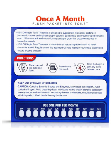 Tratamiento de Tanque Séptico USKICH - 12 Paquetes Bacterias Vivas