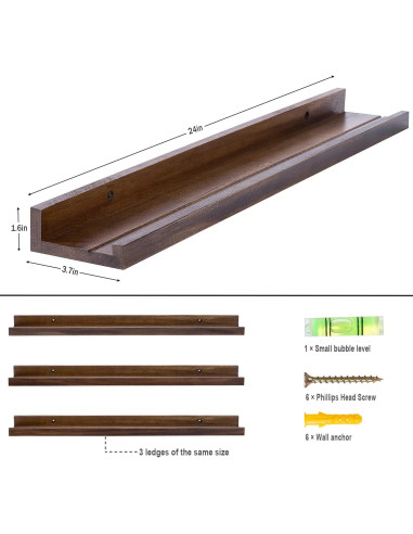 Estanterías Flotantes de Madera AZSKY 61x24cm Juego de 3