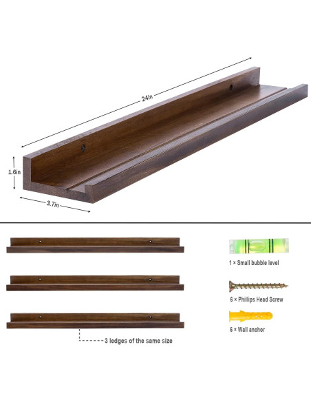 Estanterías Flotantes de Madera AZSKY 61x24cm Juego de 3