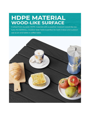 Mesa Lateral Plegable SERWALL Adirondack HDPE Negra