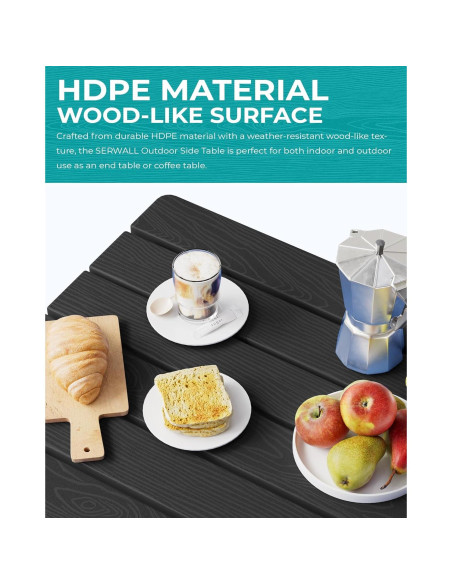 Mesa Lateral Plegable SERWALL Adirondack HDPE Negra