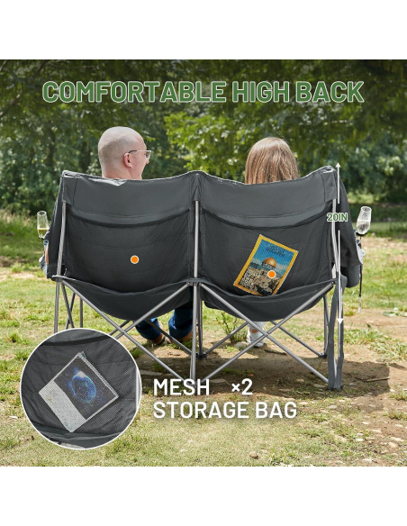 Silla de Camping Doble TIMBER RIDGE Acolchada 272 kg