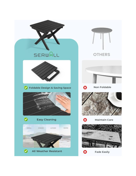 Mesa Lateral Plegable SERWALL Adirondack HDPE Negra