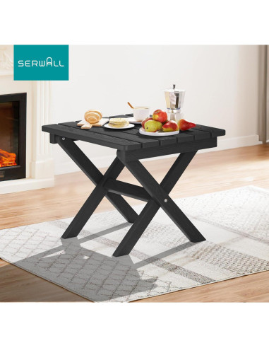 Mesa Lateral Plegable SERWALL Adirondack HDPE Negra