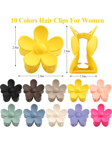 Clip de Garra de Flor vivinin 10 PCS Antideslizantes para Cabello Grueso