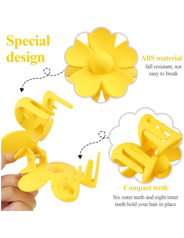 Clip de Garra de Flor vivinin 10 PCS Antideslizantes para Cabello Grueso