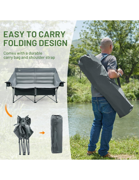 Silla de Camping Doble TIMBER RIDGE Acolchada 272 kg