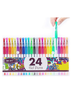 Bolígrafos de Gel Brillante Aen Art - 24 Colores Punta Fina